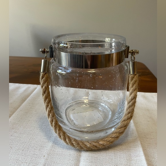 Glass Lantern with Rope Handle - Picture 1 of 3